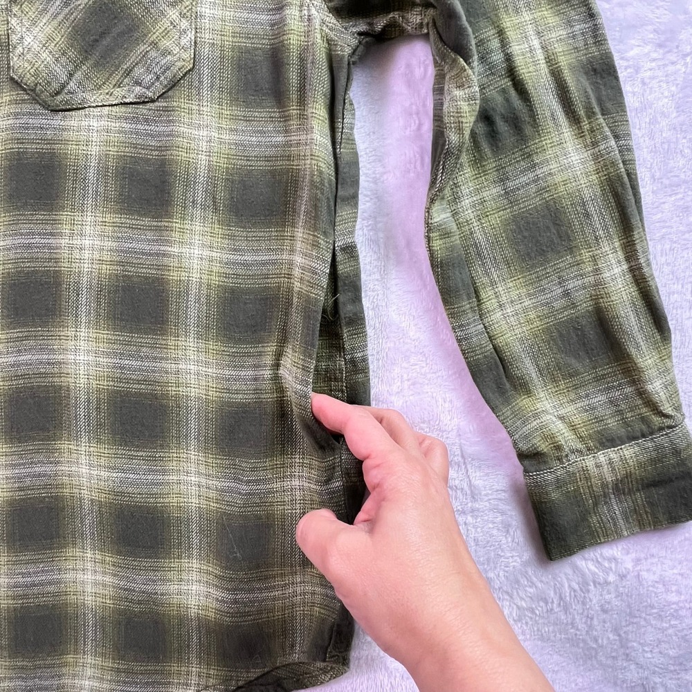 Wild Fable Green Plaid Button Down Shirt Medium NWT Oversized Cotton Flannel Top - Picture 4 of 7